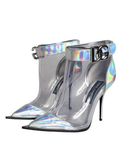 Bottes courtes pointues en PVC irisé argenté Dolce &amp; Gabbana
