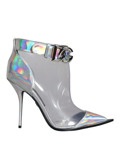Bottes courtes pointues en PVC irisé argenté Dolce &amp; Gabbana