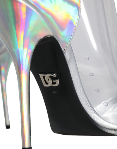 Bottes courtes pointues en PVC irisé argenté Dolce &amp; Gabbana