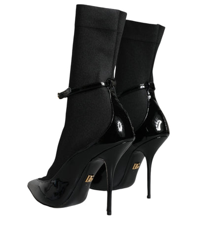 Dolce &amp; Gabbana Bottines à talons aiguilles en cuir noir Chaussettes Chaussures