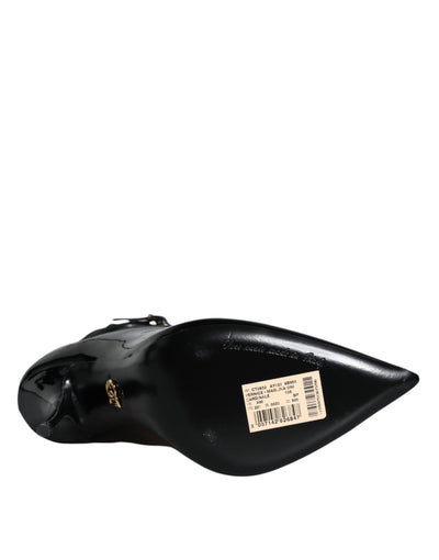 Dolce &amp; Gabbana Bottines à talons aiguilles en cuir noir Chaussettes Chaussures