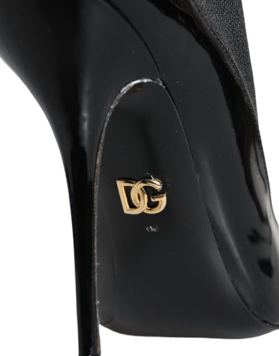 Dolce &amp; Gabbana Bottines à talons aiguilles en cuir noir Chaussettes Chaussures
