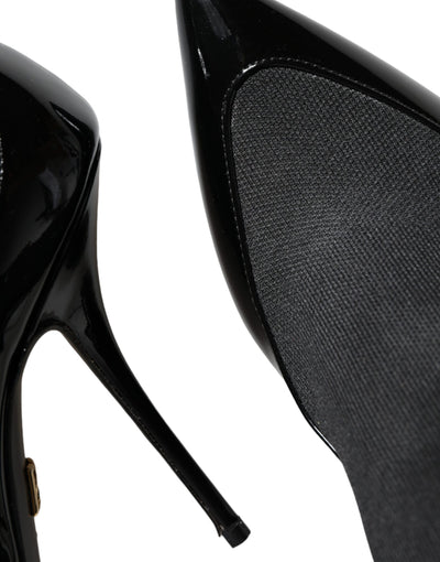 Dolce &amp; Gabbana Bottines à talons aiguilles en cuir noir Chaussettes Chaussures