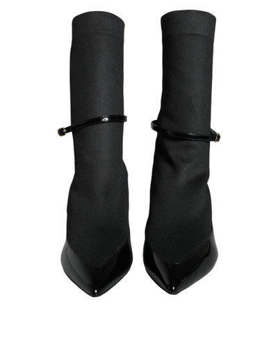 Dolce &amp; Gabbana Bottines à talons aiguilles en cuir noir Chaussettes Chaussures