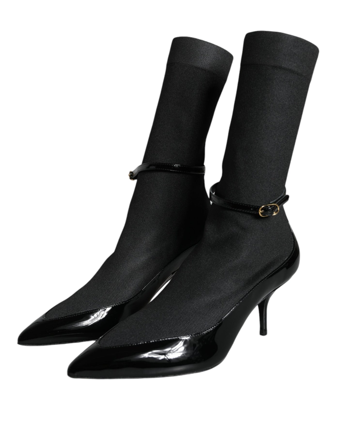 Dolce &amp; Gabbana Bottines à talons aiguilles en cuir noir Chaussettes Chaussures