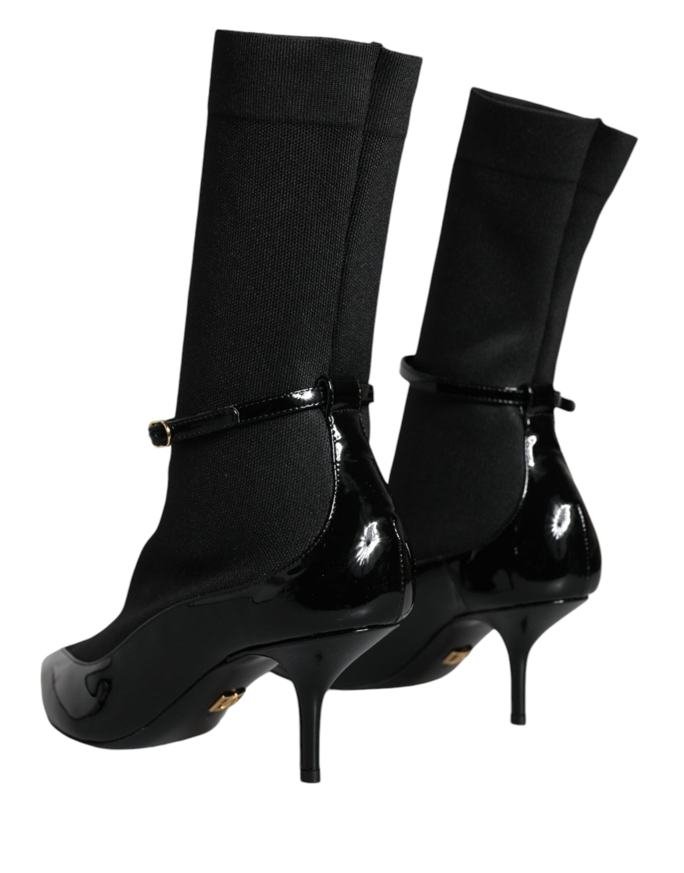 Dolce &amp; Gabbana Bottines à talons aiguilles en cuir noir Chaussettes Chaussures