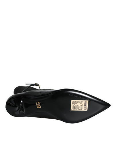 Dolce &amp; Gabbana Bottines à talons aiguilles en cuir noir Chaussettes Chaussures