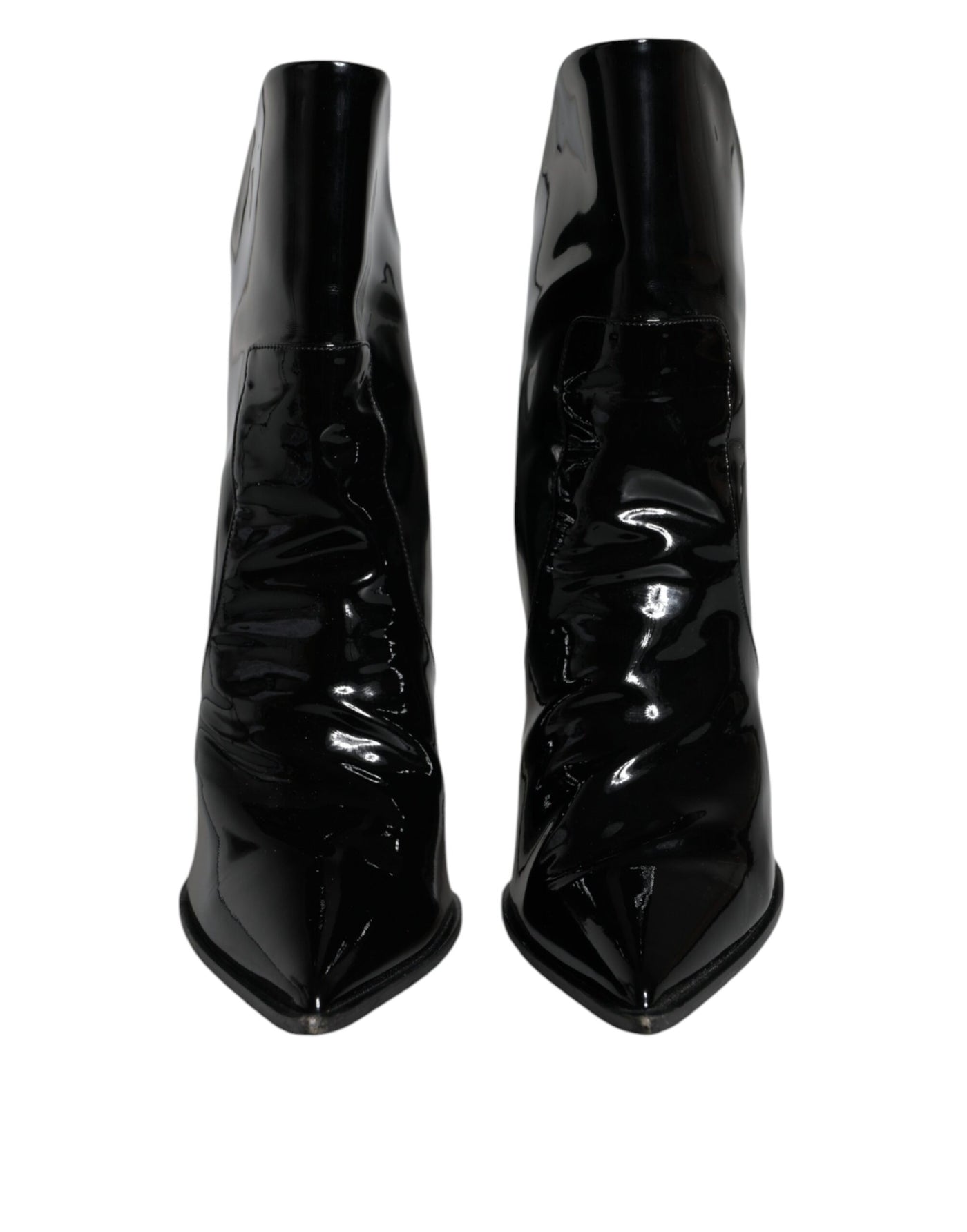 Bottines pointues en cuir verni noir Dolce &amp; Gabbana