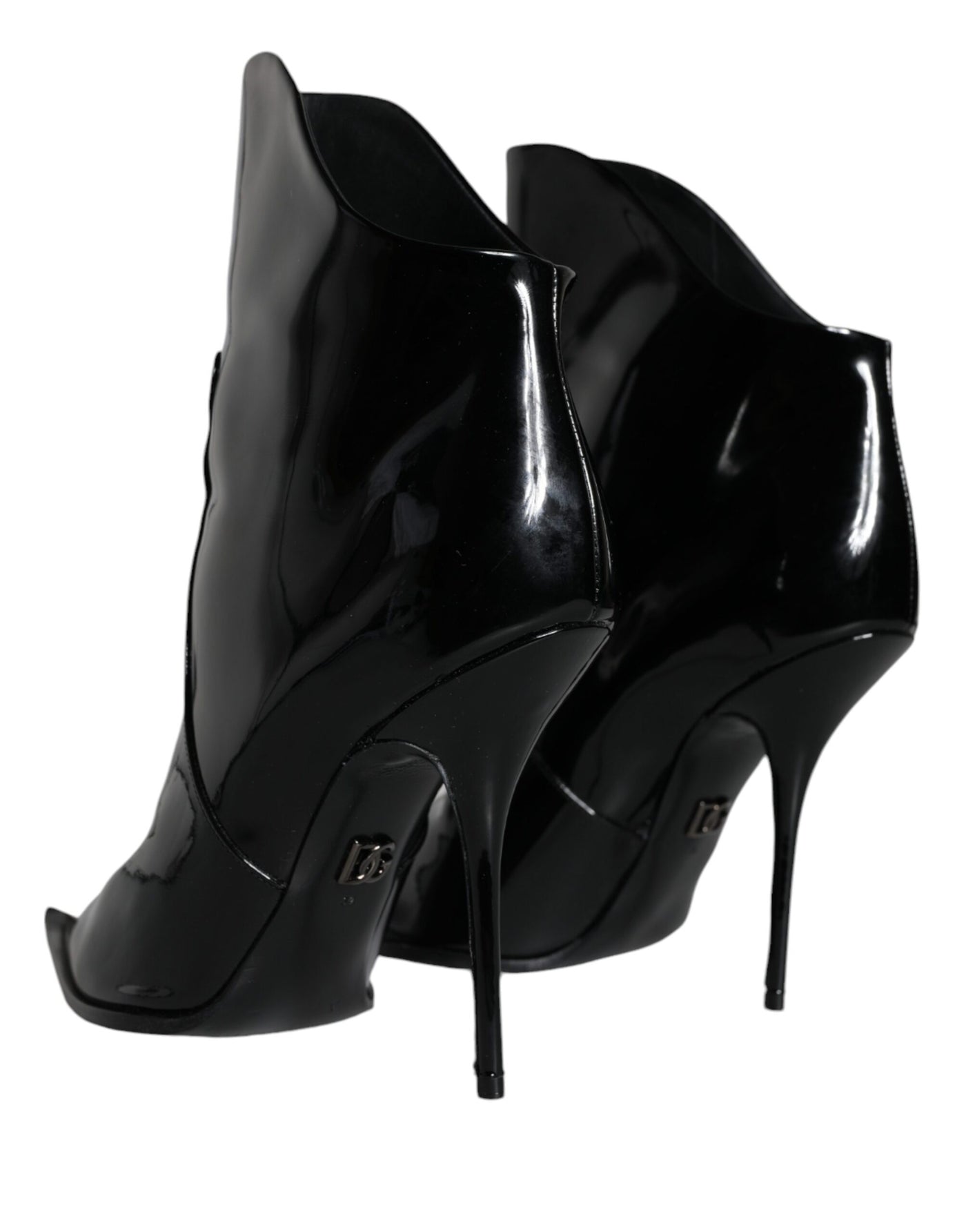 Bottines pointues en cuir verni noir Dolce &amp; Gabbana