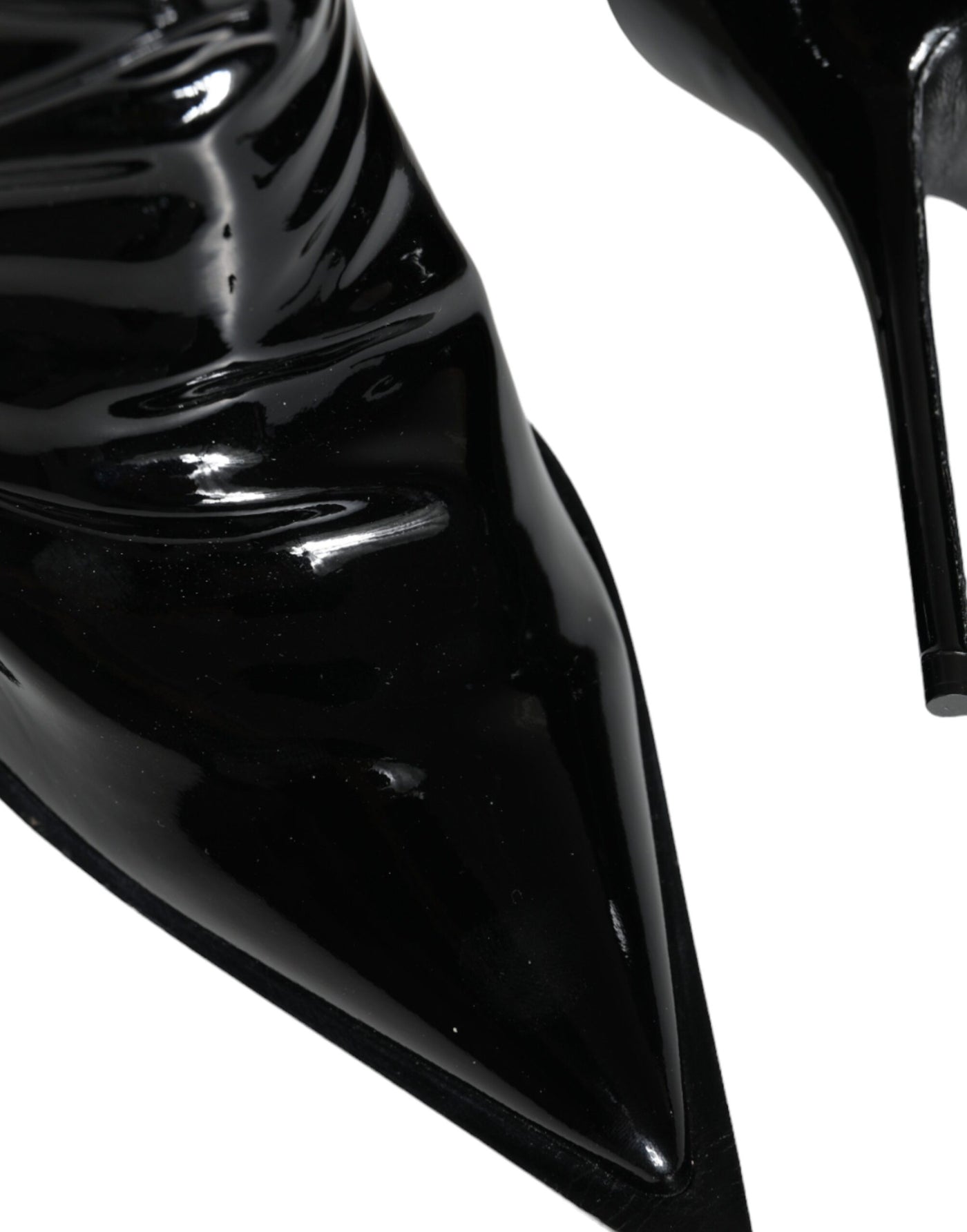 Bottines pointues en cuir verni noir Dolce &amp; Gabbana