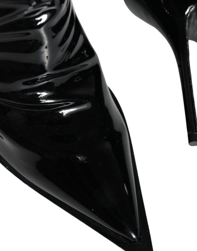 Bottines pointues en cuir verni noir Dolce &amp; Gabbana
