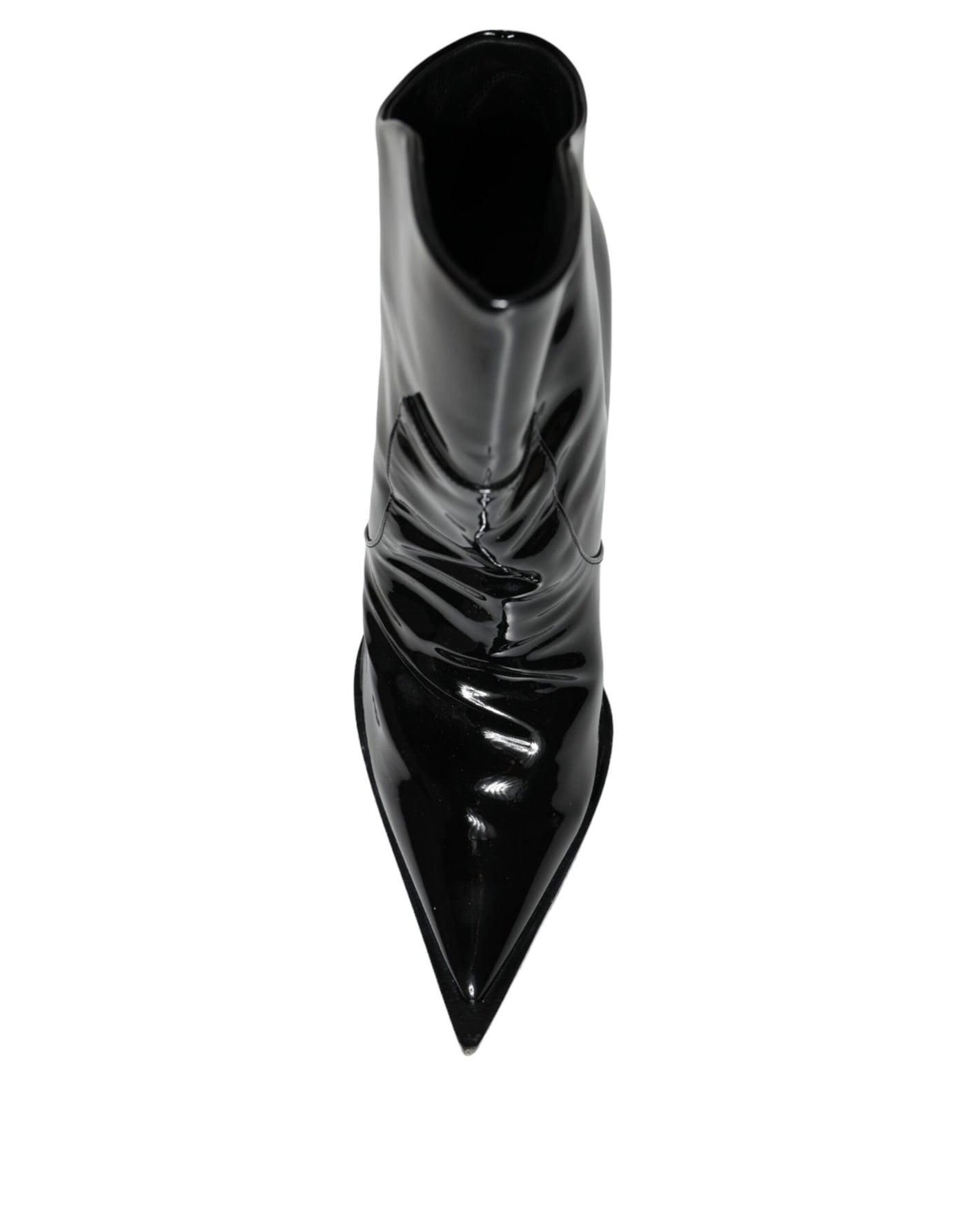 Bottines pointues en cuir verni noir Dolce &amp; Gabbana