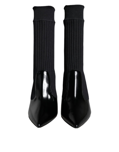 Dolce &amp; Gabbana - Bottines, chaussettes et talons aiguilles extensibles noirs