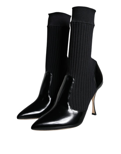 Dolce &amp; Gabbana - Bottines, chaussettes et talons aiguilles extensibles noirs