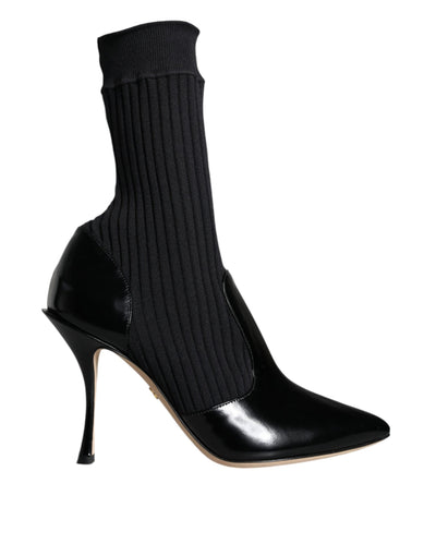 Dolce &amp; Gabbana - Bottines, chaussettes et talons aiguilles extensibles noirs