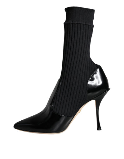 Dolce &amp; Gabbana - Bottines, chaussettes et talons aiguilles extensibles noirs