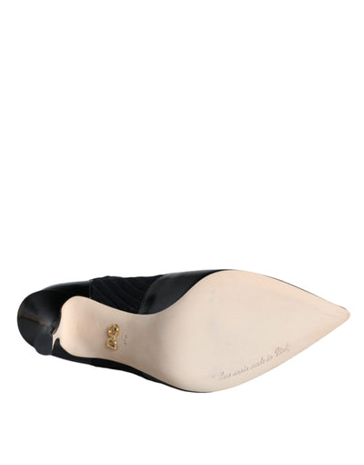 Dolce &amp; Gabbana - Bottines, chaussettes et talons aiguilles extensibles noirs