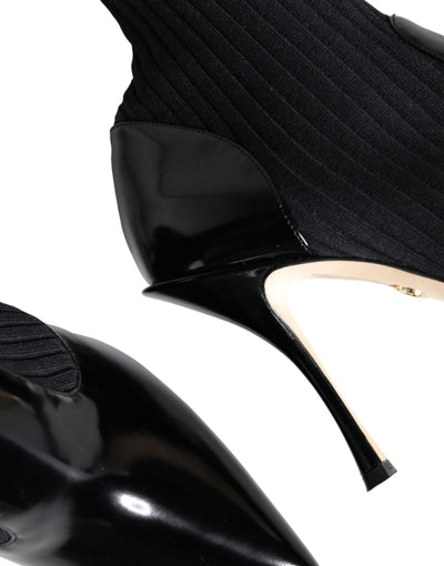 Dolce &amp; Gabbana - Bottines, chaussettes et talons aiguilles extensibles noirs