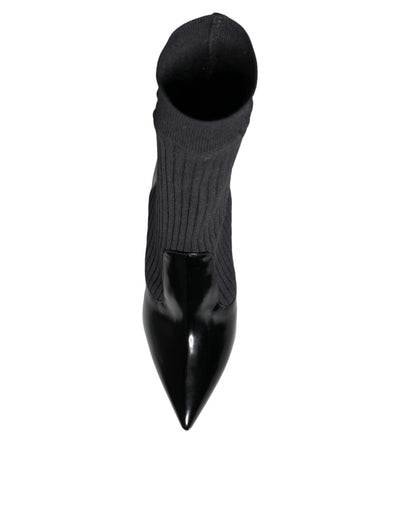 Dolce &amp; Gabbana - Bottines, chaussettes et talons aiguilles extensibles noirs