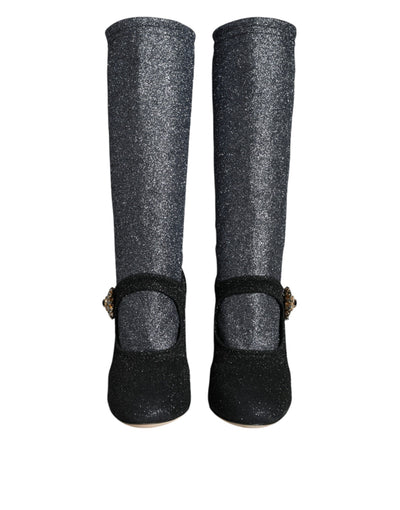Bottines Mary Janes noires à cristaux Dolce &amp; Gabbana