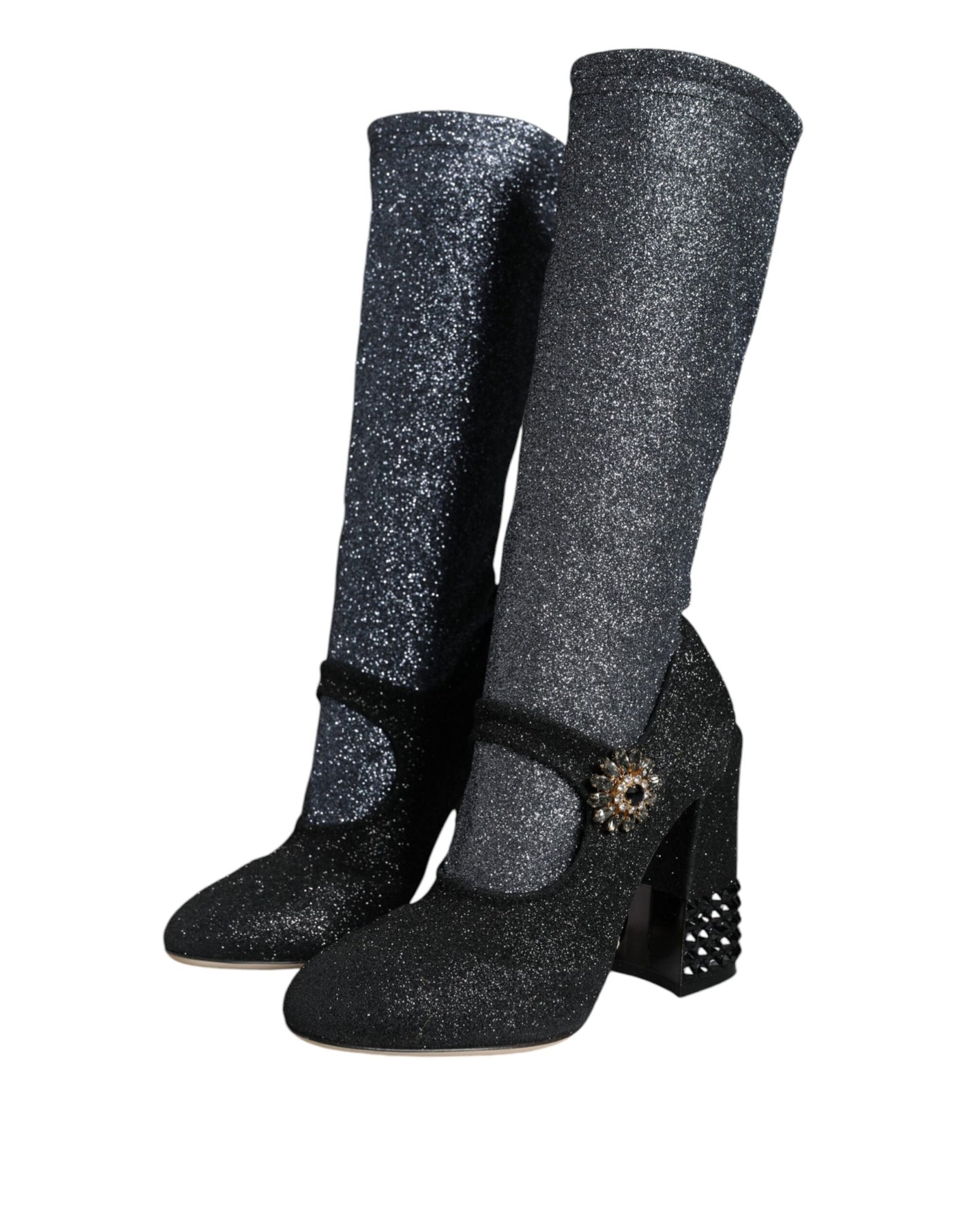 Bottines Mary Janes noires à cristaux Dolce &amp; Gabbana