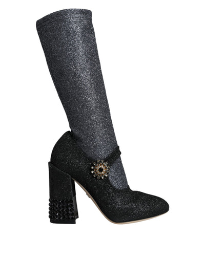 Bottines Mary Janes noires à cristaux Dolce &amp; Gabbana