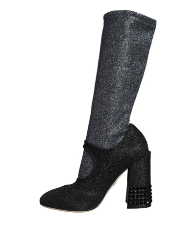 Bottines Mary Janes noires à cristaux Dolce &amp; Gabbana