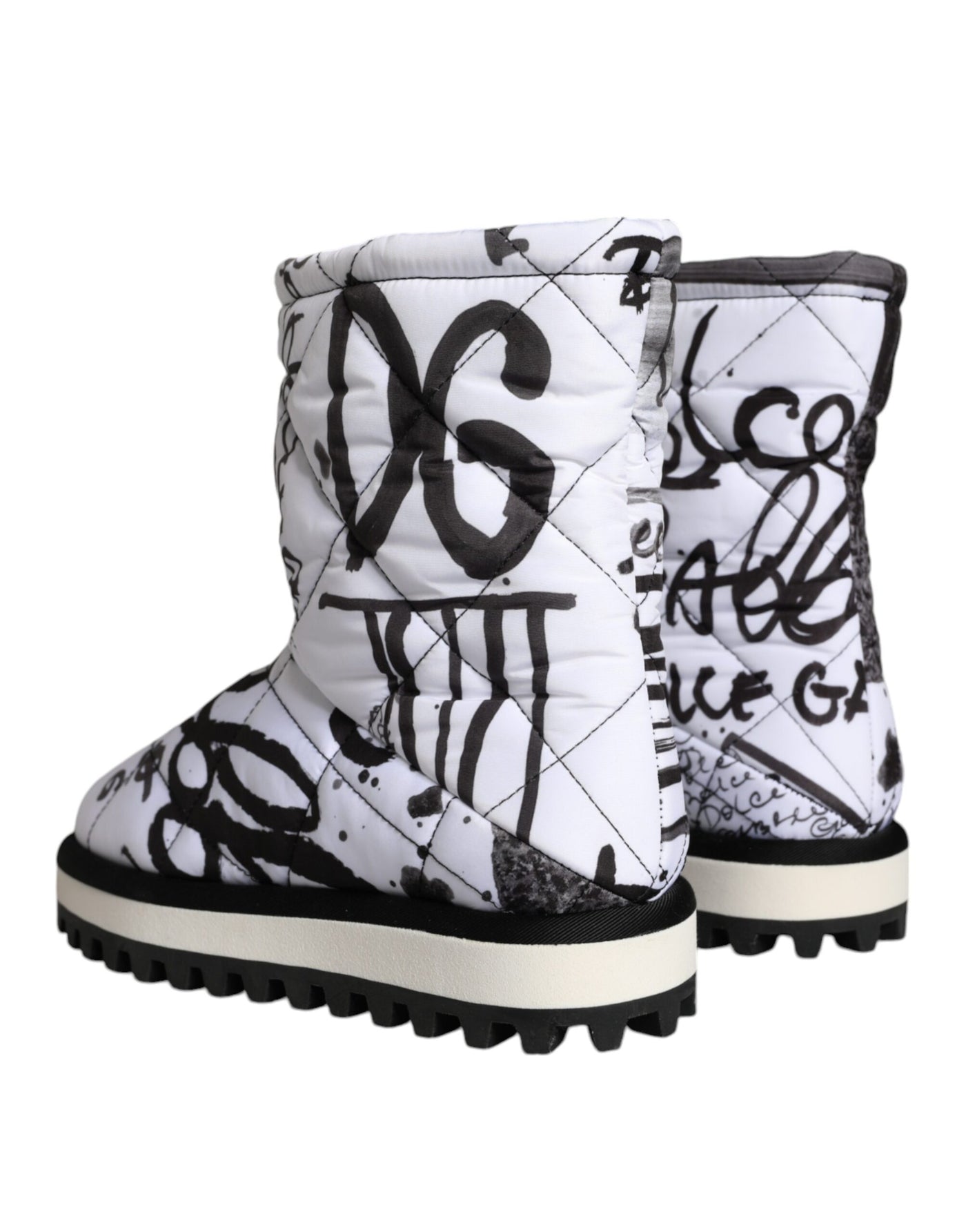 Bottes mi-mollet blanches matelassées à imprimé logo Dolce &amp; Gabbana