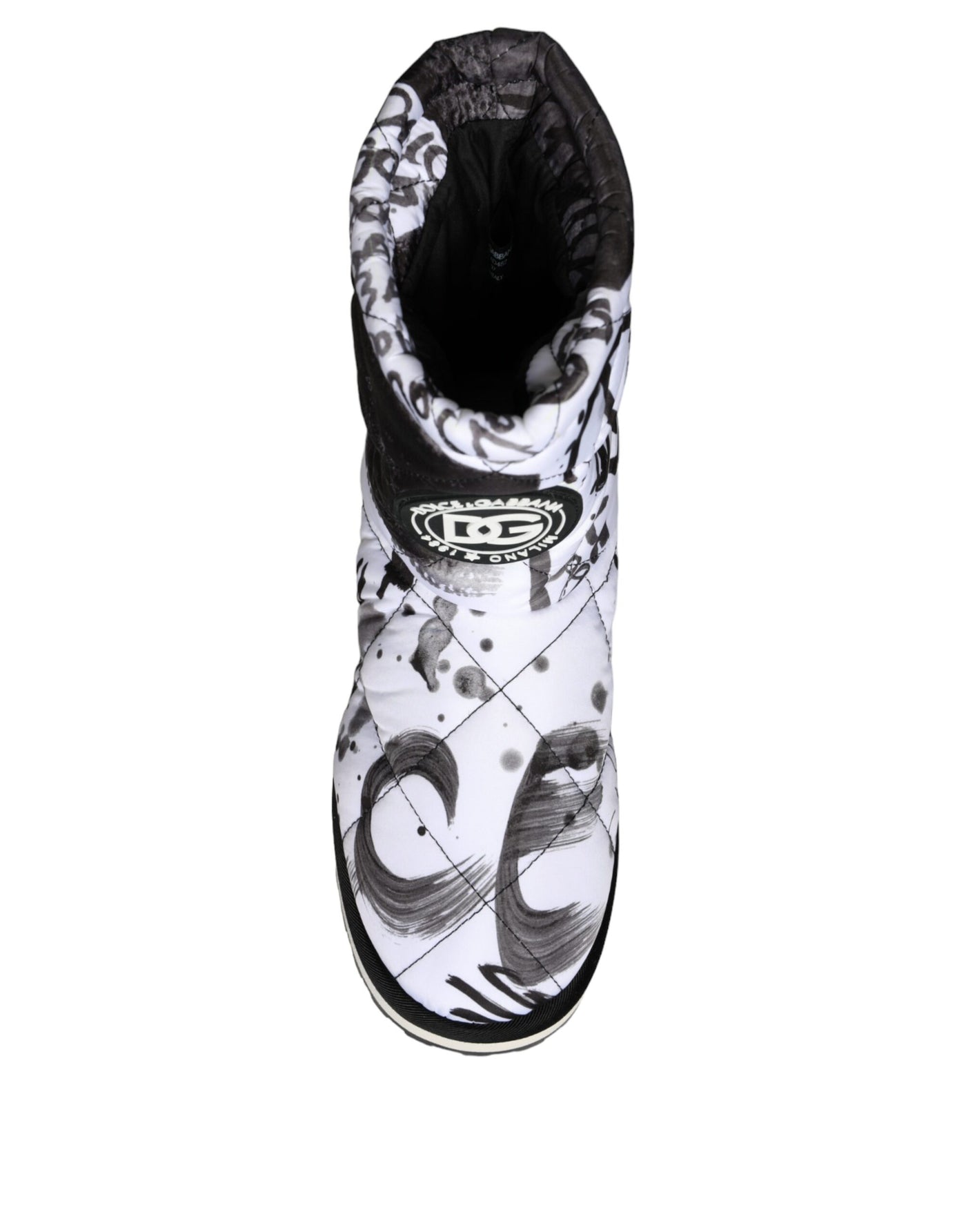 Bottes mi-mollet blanches matelassées à imprimé logo Dolce &amp; Gabbana
