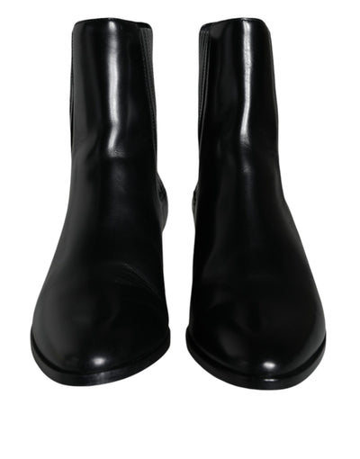 Bottines en cuir noir Dolce &amp; Gabbana