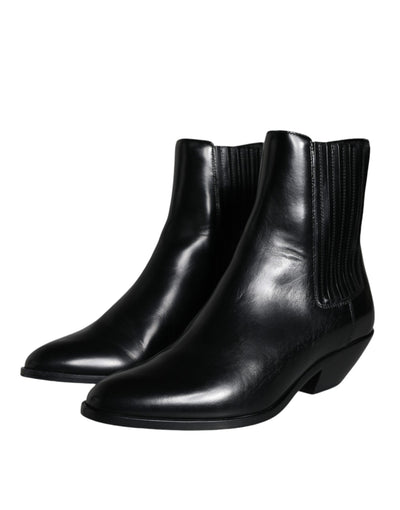 Bottines en cuir noir Dolce &amp; Gabbana