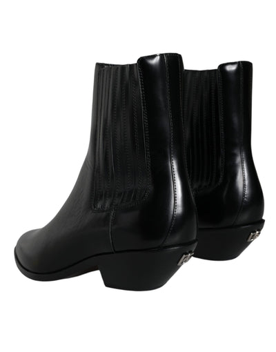 Bottines en cuir noir Dolce &amp; Gabbana