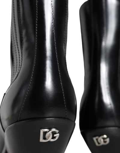 Bottines en cuir noir Dolce &amp; Gabbana