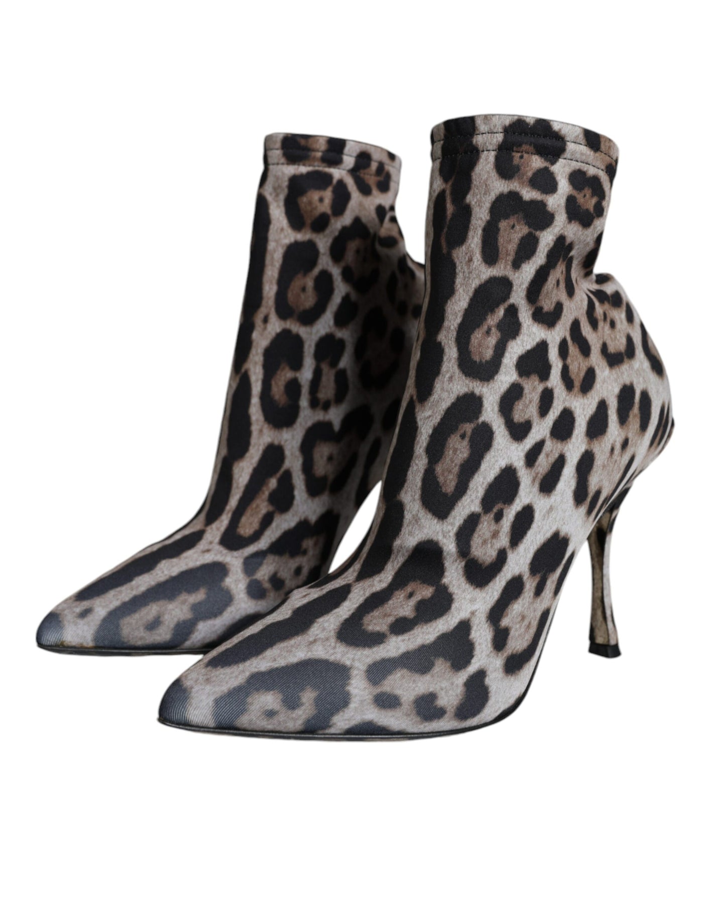 Bottines à talons extensibles léopard grises Dolce &amp; Gabbana