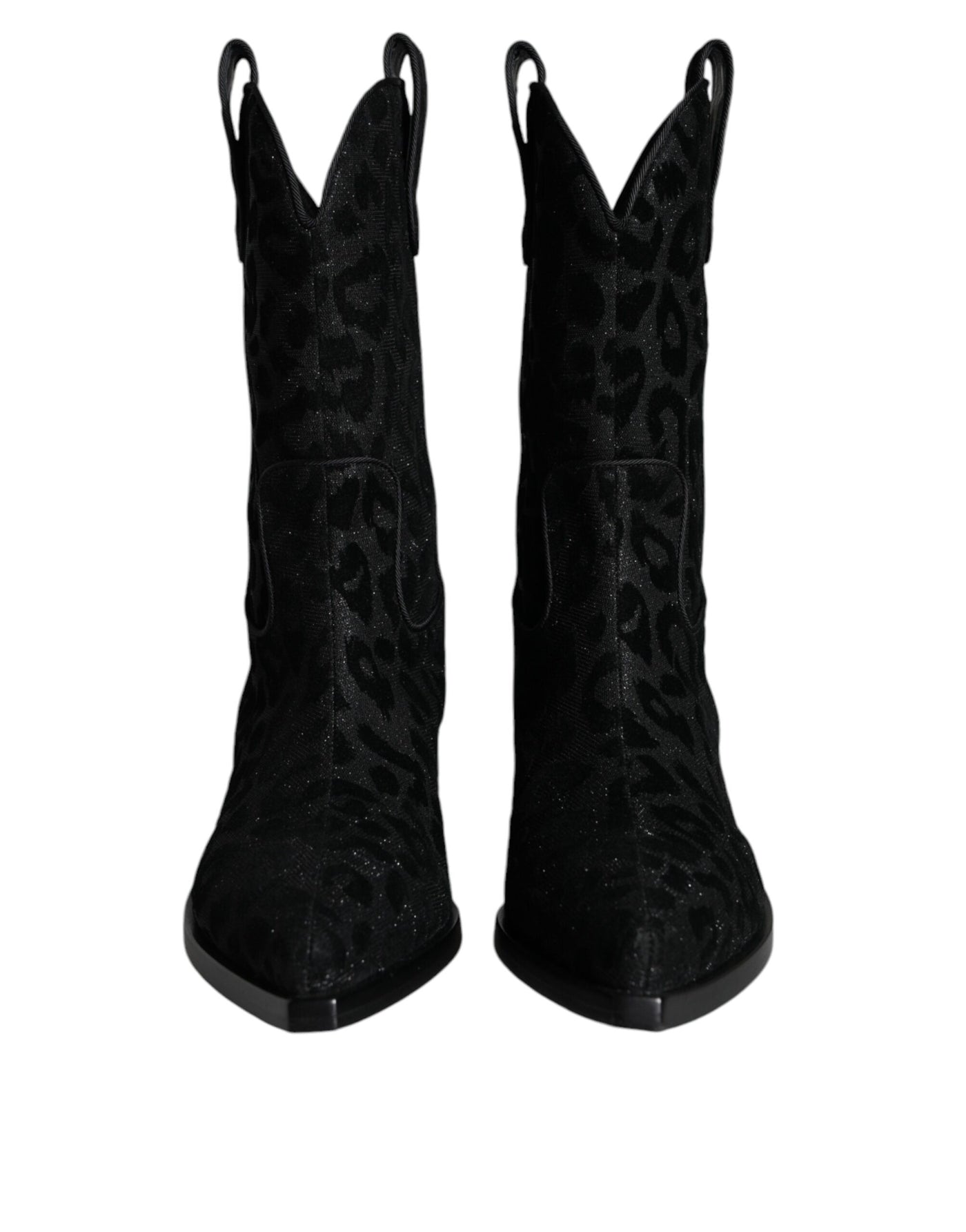 Bottes de cowboy léopard noires et grises Dolce &amp; Gabbana
