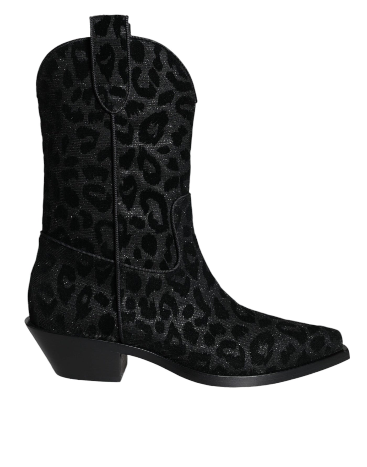 Bottes de cowboy léopard noires et grises Dolce &amp; Gabbana