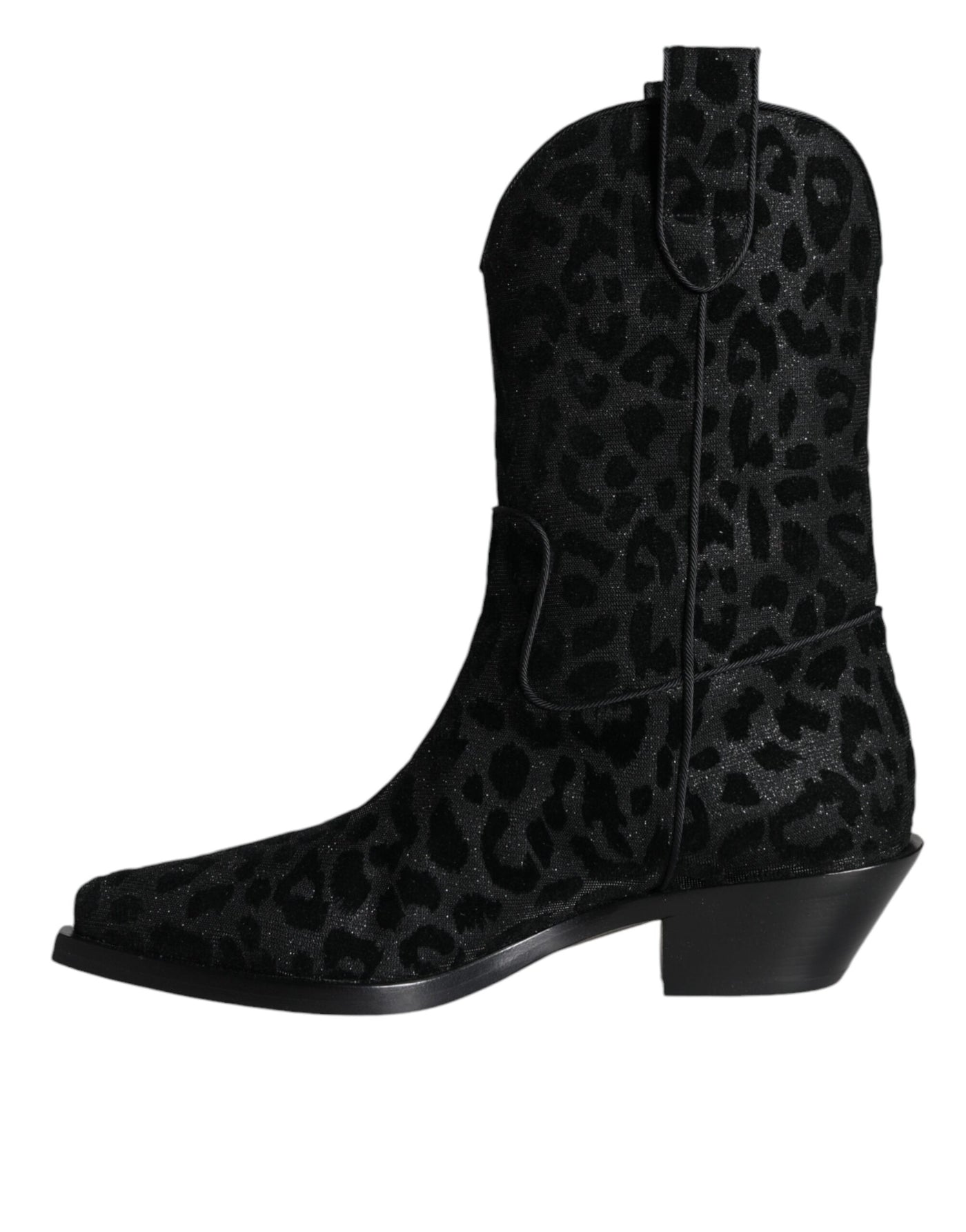 Bottes de cowboy léopard noires et grises Dolce &amp; Gabbana
