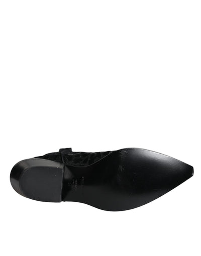 Bottes de cowboy léopard noires et grises Dolce &amp; Gabbana