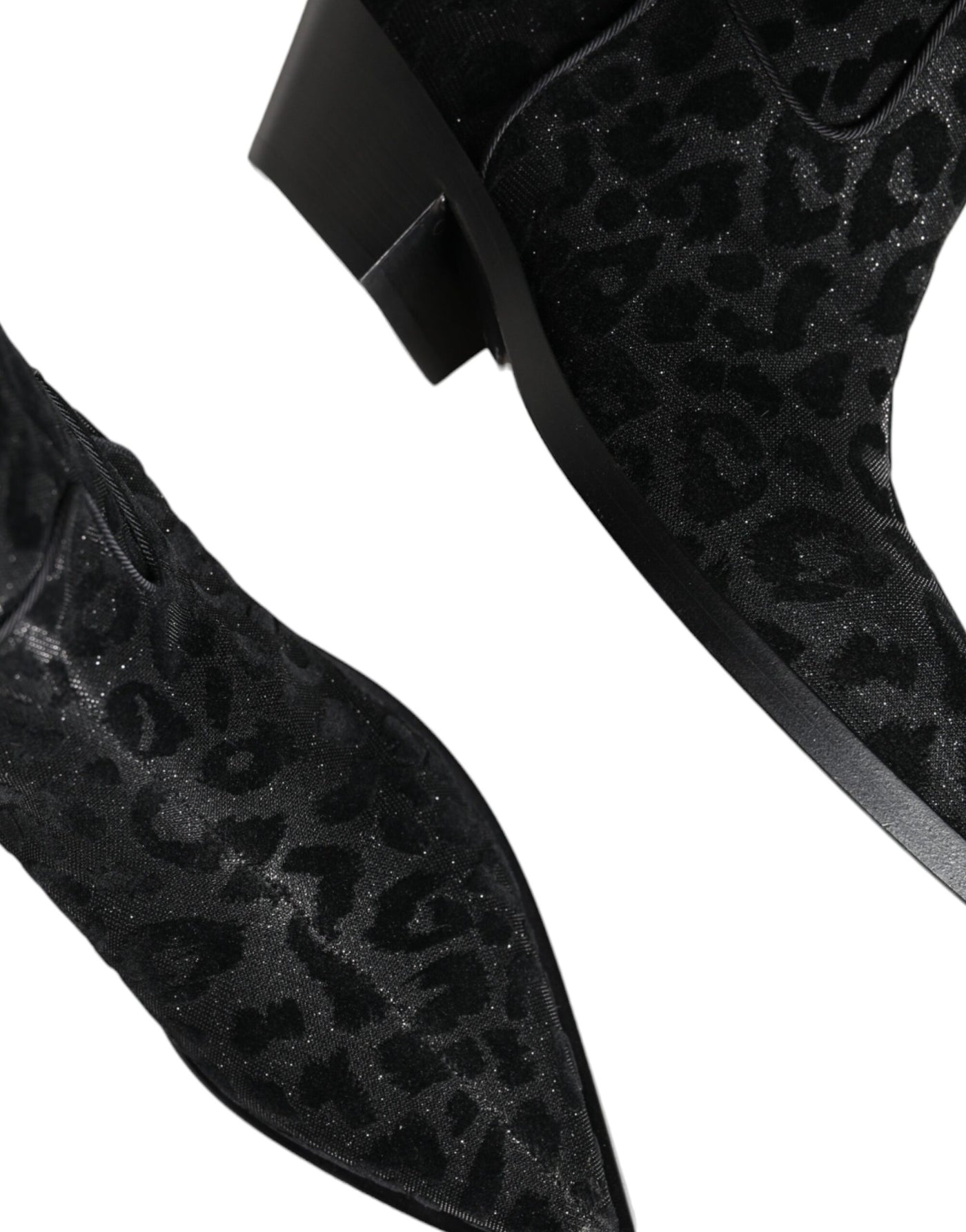 Bottes de cowboy léopard noires et grises Dolce &amp; Gabbana