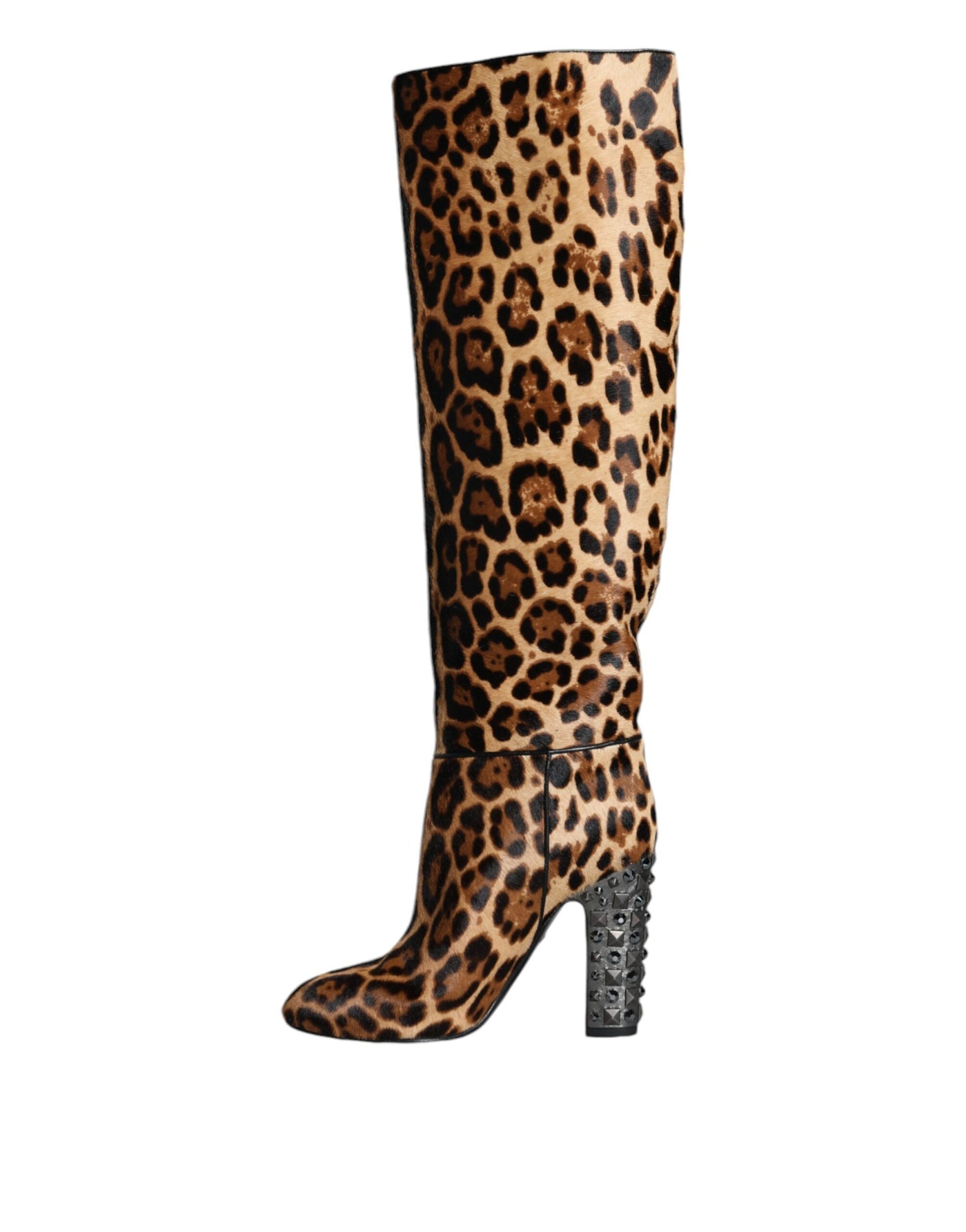 Bottes hautes léopard beiges et noires Dolce &amp; Gabbana