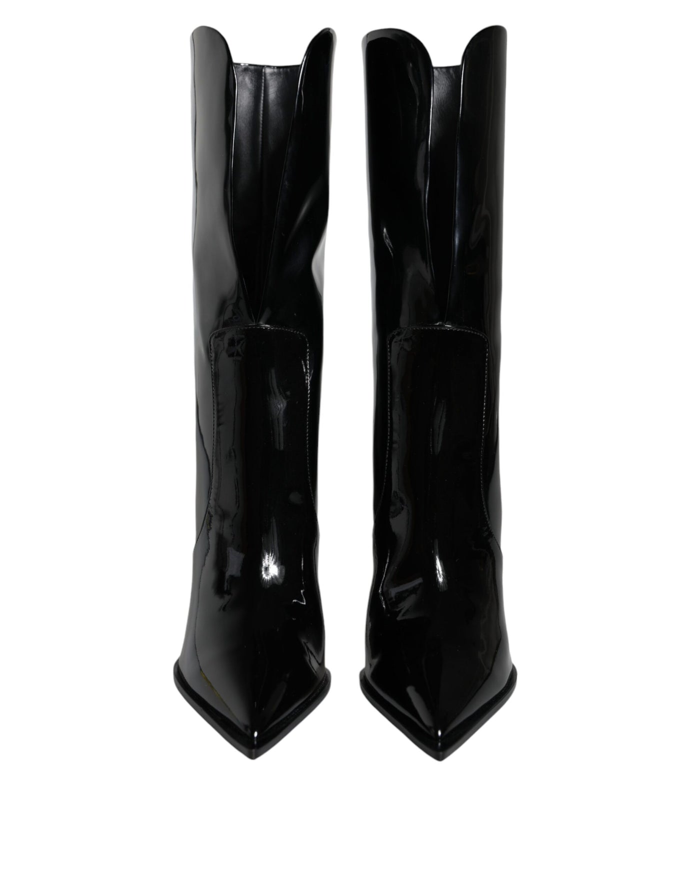 Bottes mi-mollet en cuir verni noir Dolce &amp; Gabbana