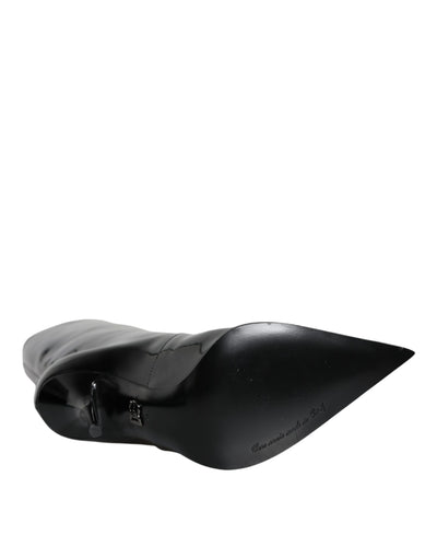 Bottes mi-mollet en cuir verni noir Dolce &amp; Gabbana
