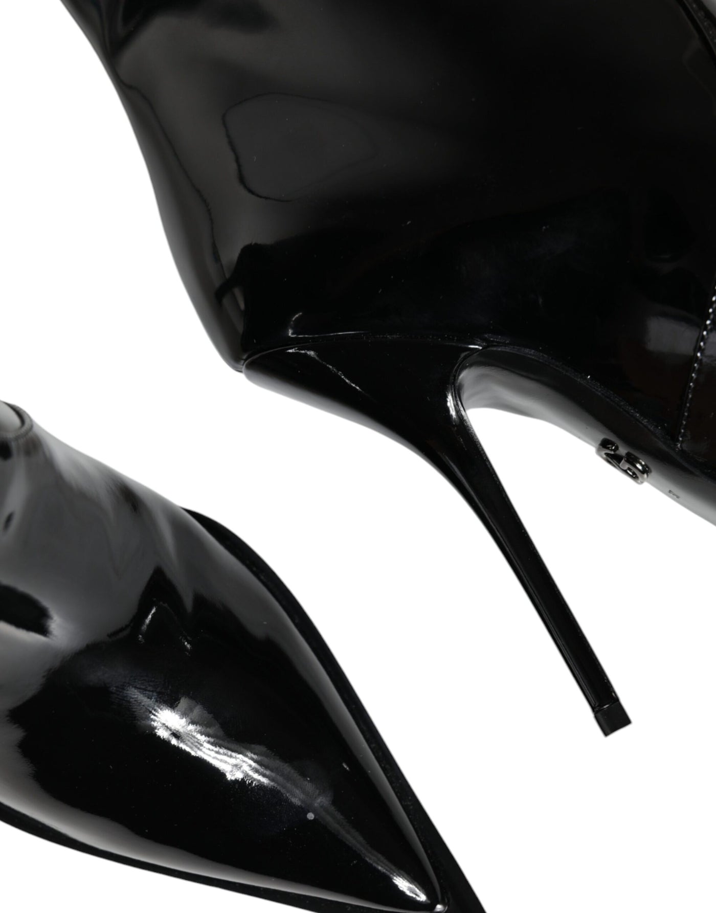 Bottes mi-mollet en cuir verni noir Dolce &amp; Gabbana