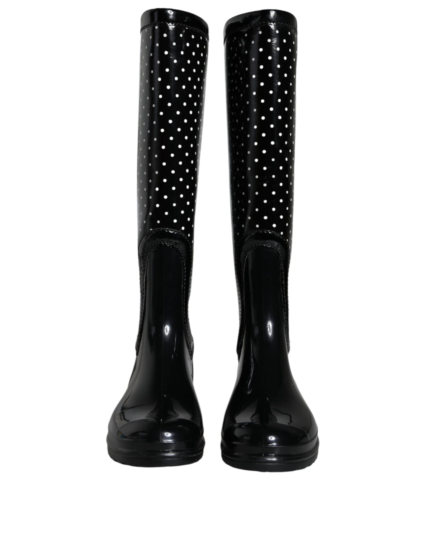 Bottes hautes en caoutchouc noires à pois Dolce &amp; Gabbana