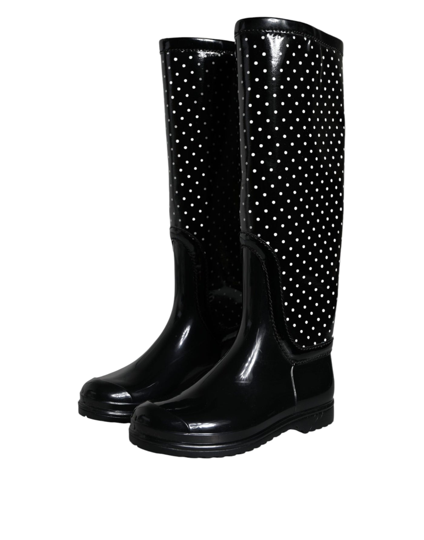 Bottes hautes en caoutchouc noires à pois Dolce &amp; Gabbana