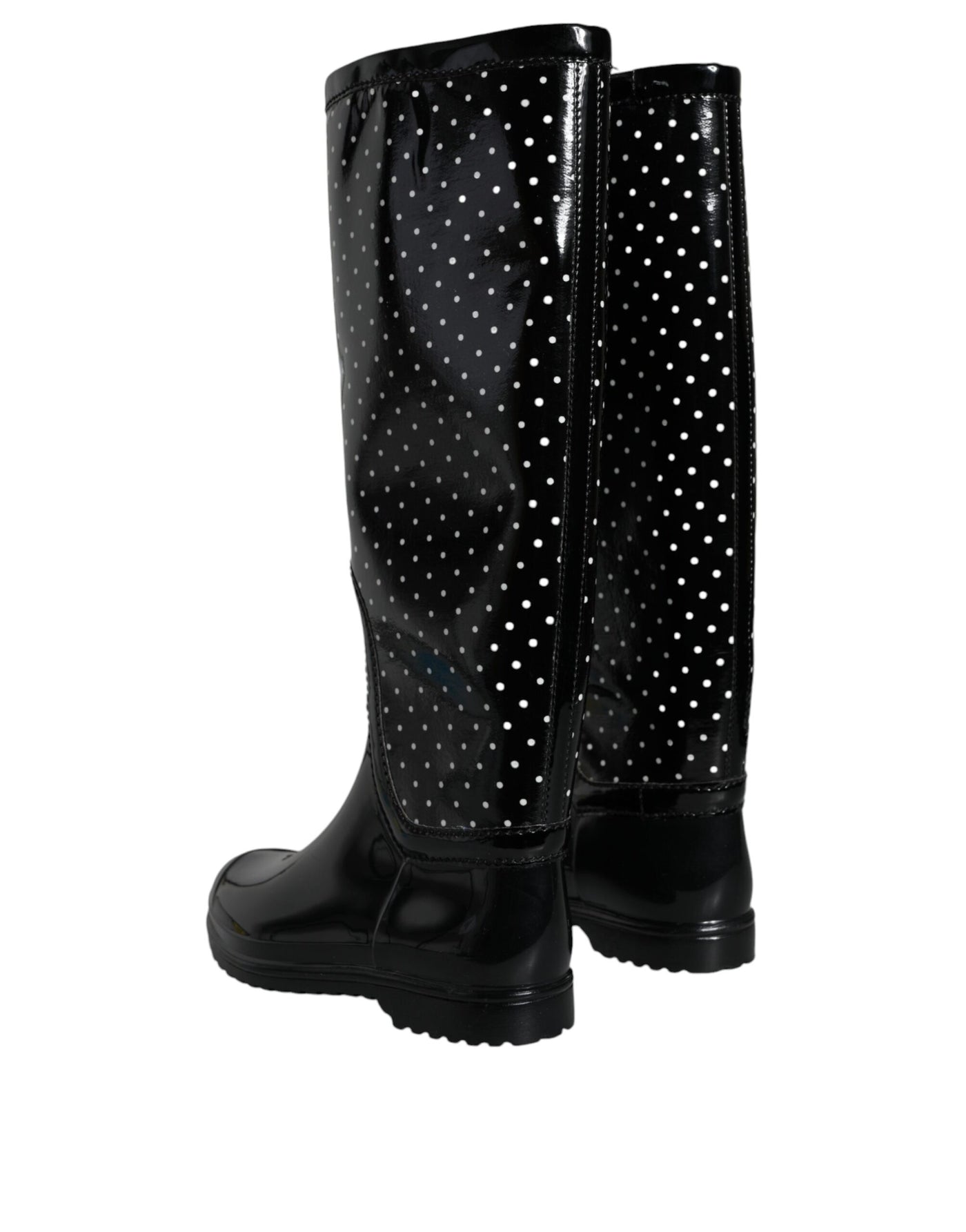 Bottes hautes en caoutchouc noires à pois Dolce &amp; Gabbana