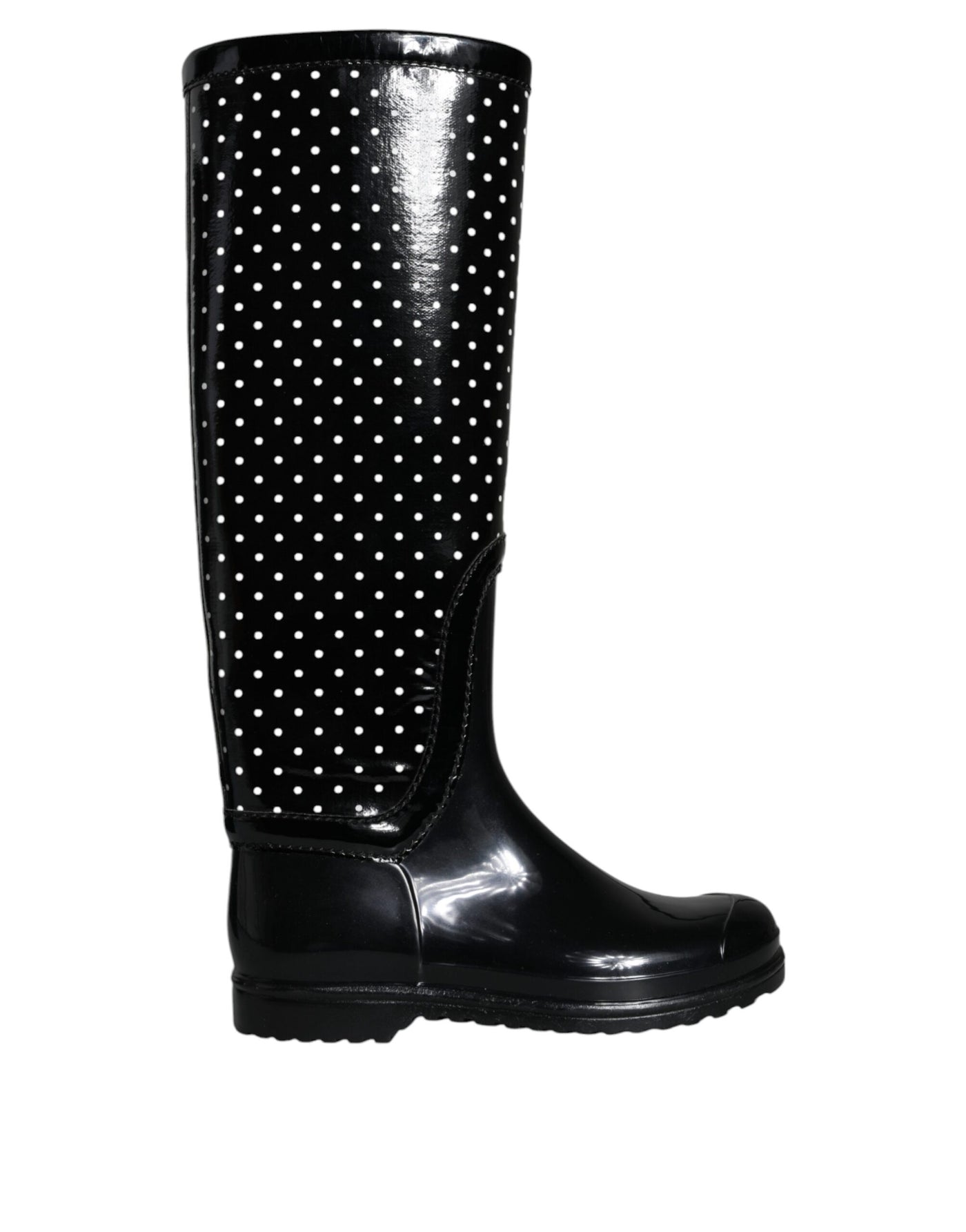 Bottes hautes en caoutchouc noires à pois Dolce &amp; Gabbana