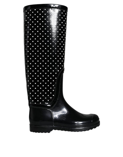 Bottes hautes en caoutchouc noires à pois Dolce &amp; Gabbana