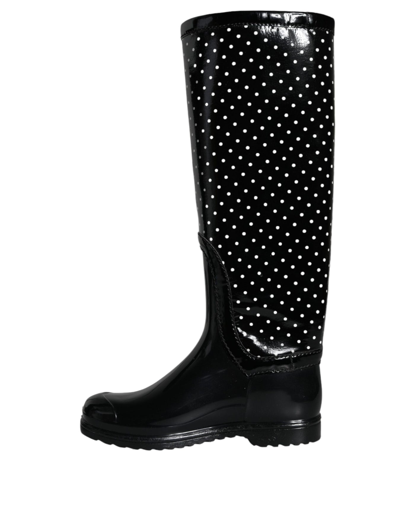 Bottes hautes en caoutchouc noires à pois Dolce &amp; Gabbana
