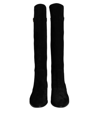 Bottes hautes en daim noir Dolce &amp; Gabbana